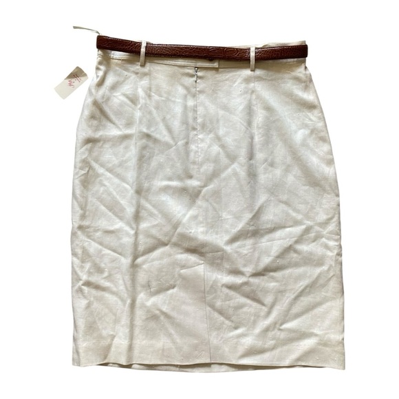 NWT ~ VTG ~ 1990s ~ Rafaella ~ Ivory Linen Pencil Skirt ~ Belted ~ Size 16 - Picture 2 of 6